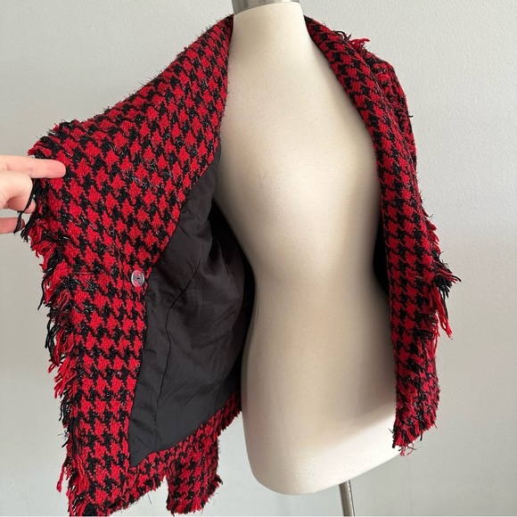 Aqua Cutaway Tweed Blazer Jacket Red/Black L - Picture 6 of 7